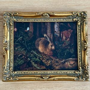 Vintage ornate Gold Framed Rabbit Painting